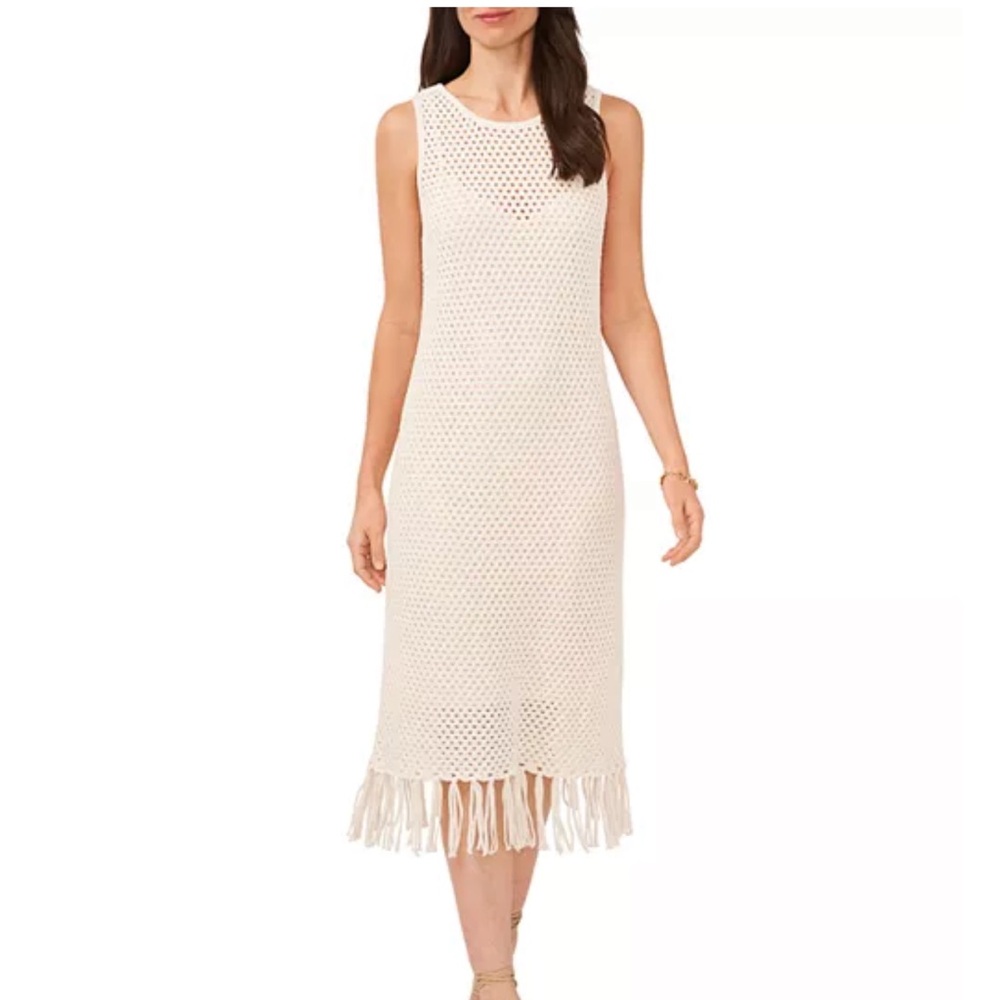 Vince Camuto Cream Crochet Midi Dress